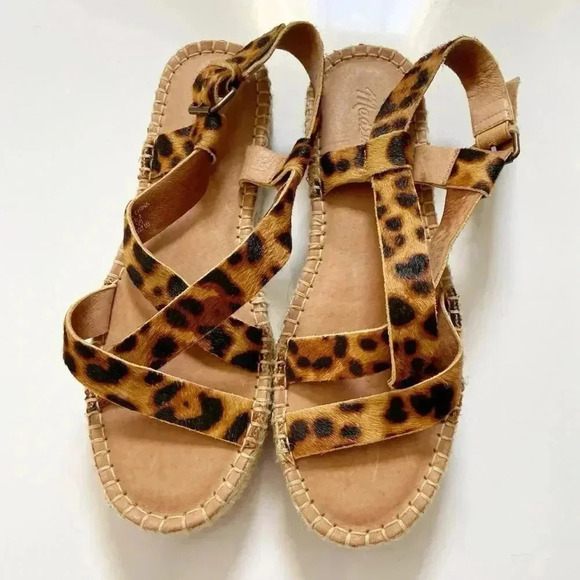 Madewell Malia Leopard Espadrille Platform Sandals size 8 - Picture 3 of 13